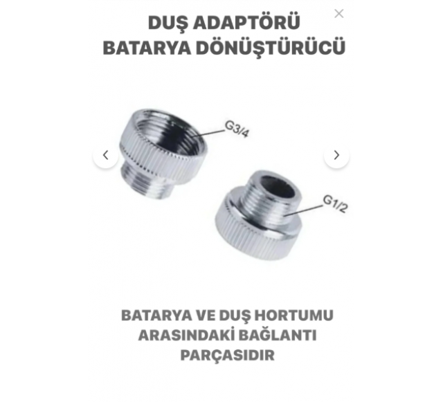 Spiral Duş Adaptörü Batarya Dönüştürücü Duş Hortum Bağlantısı 3/4 X1/2 ** 2 Adet